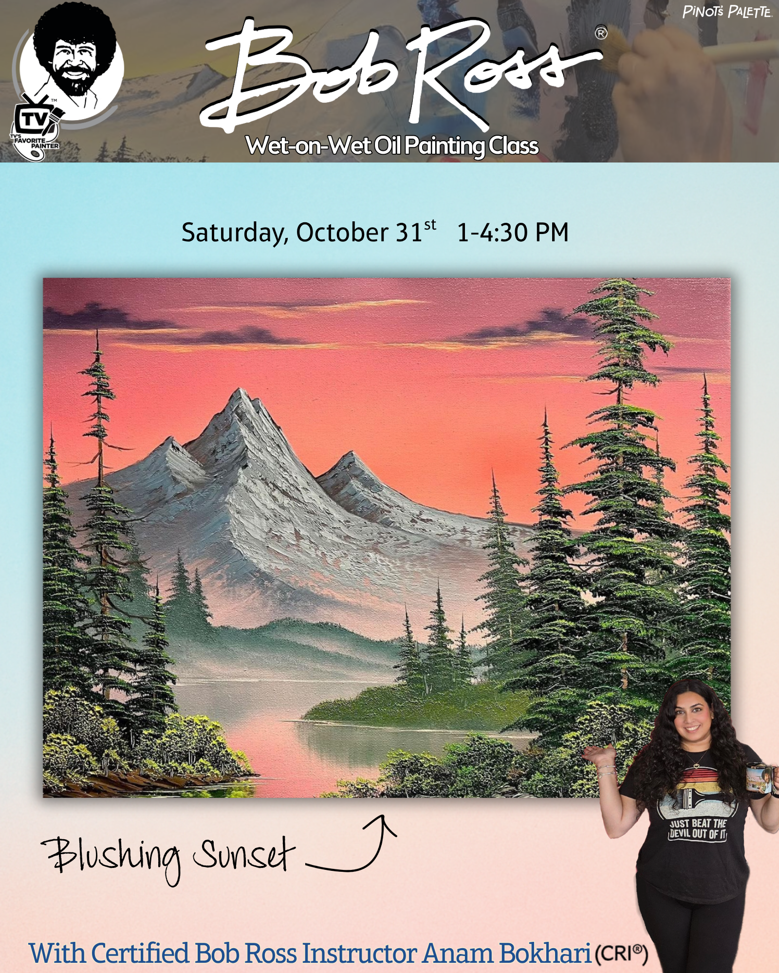 Bob Ross Oil Painting - with Certified Ross Instructor Anam Bokhari